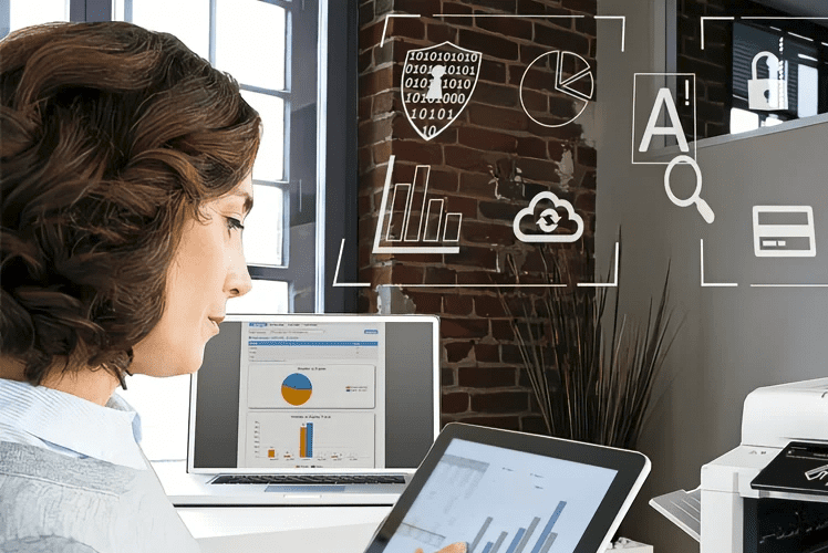 ABTyes-Header-Solutions-Woman-on-Device-in-Control-